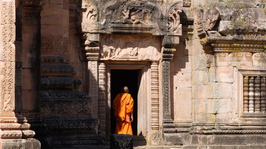 Buddhist monk in Khmer temple